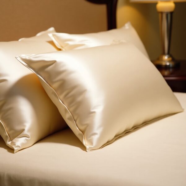 pillowcase from satin in beige color